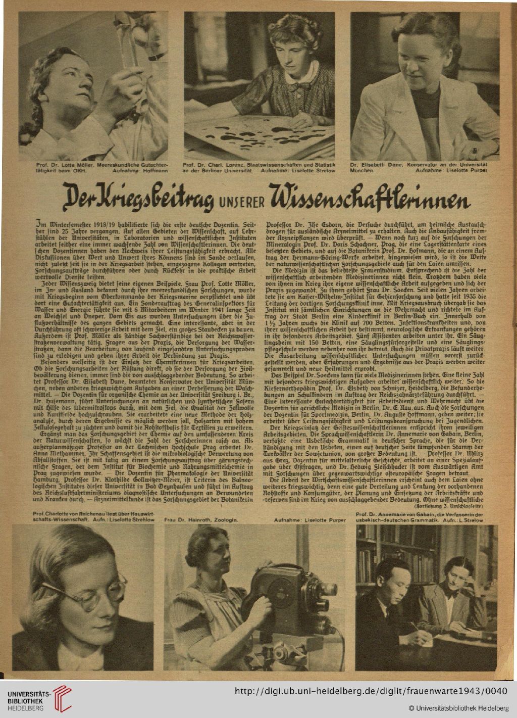 Artikel aus der "Frauenwarte"