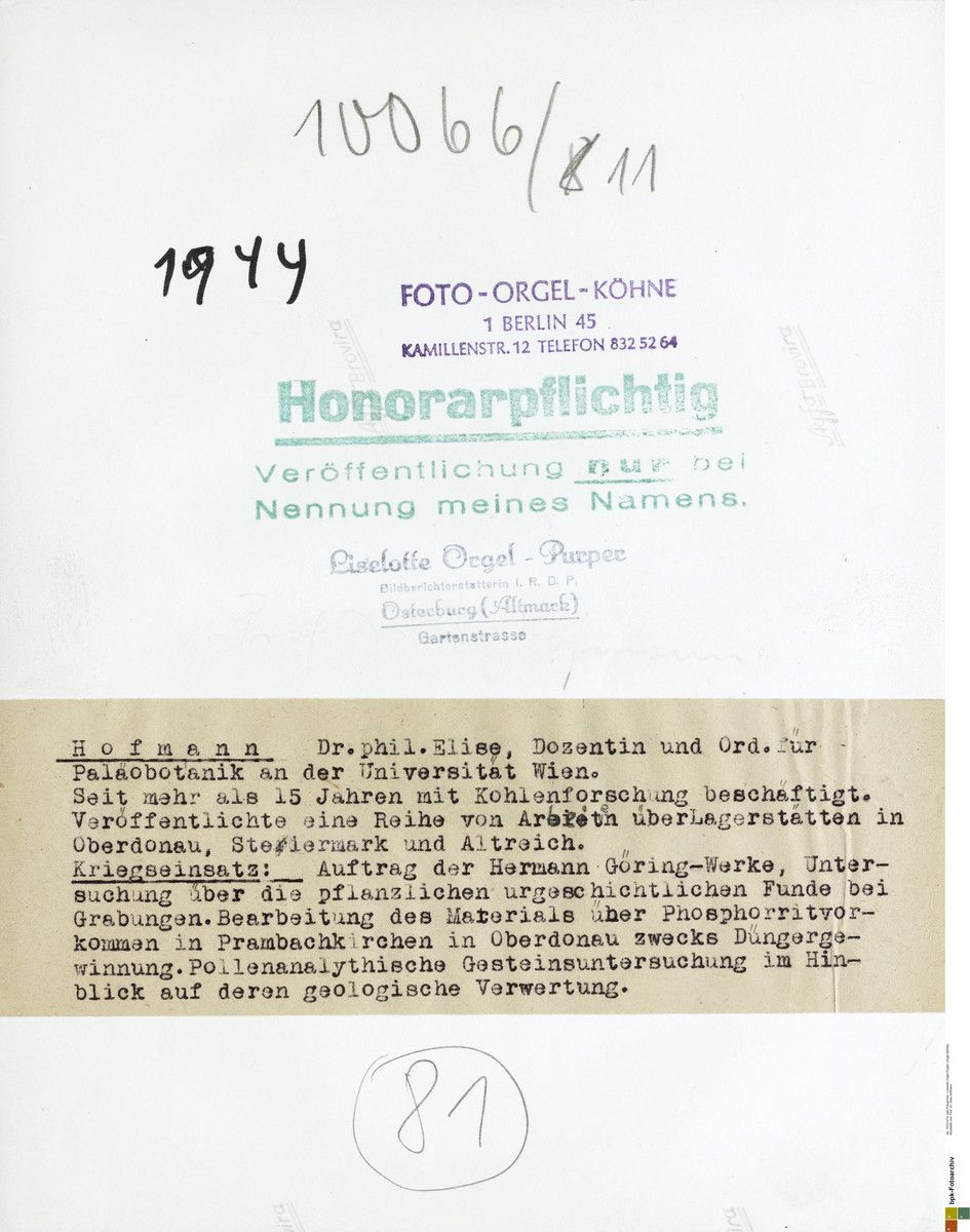 Rückseite von: Prof. Dr. Elise Hofmann